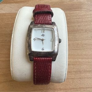 Vintage Coldwater creek ladies Sterling silver and red leather watch NEW BATTERY